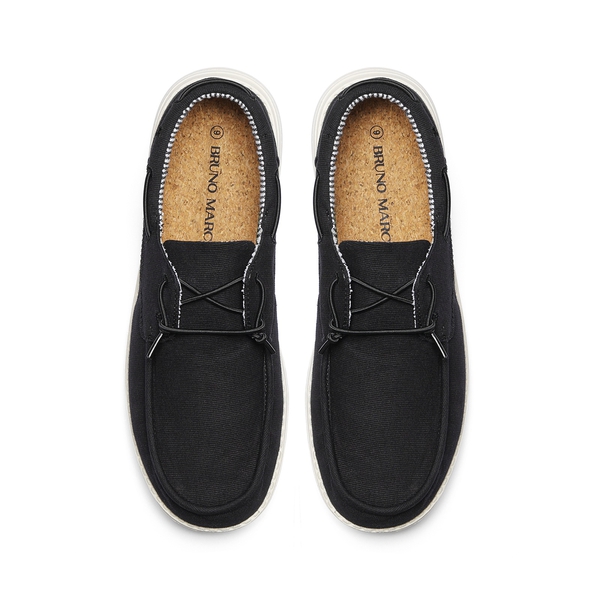 Minimalist Men's Slip On  Canvas Loafers - BLACK - 4